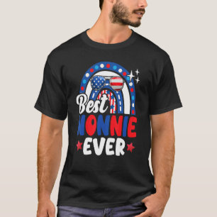 Best Nonnie Ever Rainbow Sunglasses Usa Flag 4th O T-Shirt