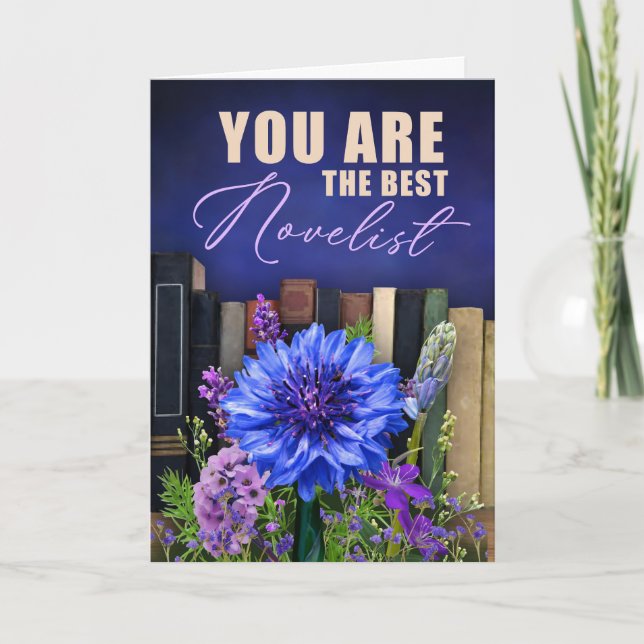 Best Novelist Vintage Book Theme Card (Front)