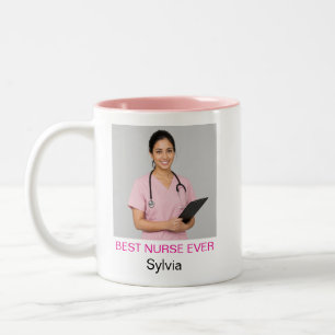 Best Nurse Ever Personalised Photo Two-Tone Coffee Mug
