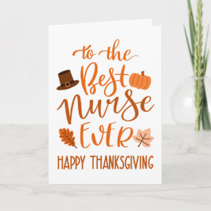Best Nurse Ever Thanksgiving Day in Orange Card