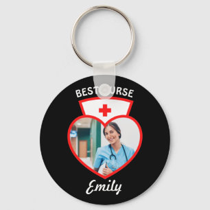 Best Nurse Personalized Gift Add Your Photo & Name Key Ring