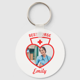 Best Nurse Personalized Gift Add Your Photo & Name Key Ring