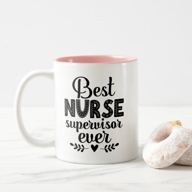 Best Nurse Supervisor Ever Two-Tone Coffee Mug (With Donut)