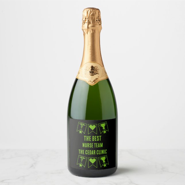 Best Nurse Team Sparkling Wine Label (Front)