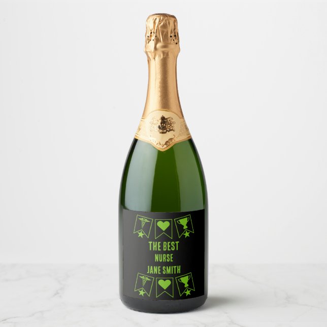 Best Nurse Team Sparkling Wine Label (Front)