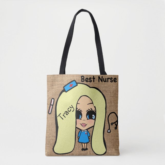 Best Nurse Tote - Personalised Caricature Bag (Front)