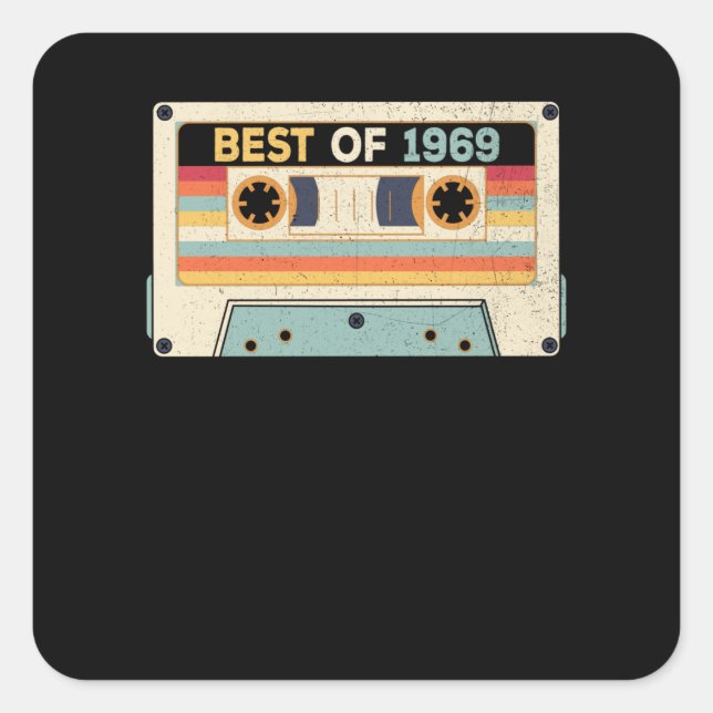 Best Of 1969 Birthday Cassette Tape Square Sticker (Front)