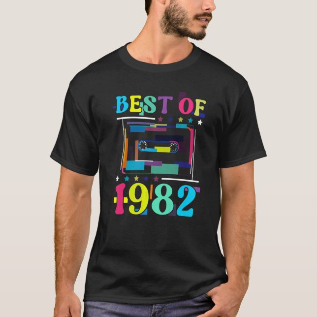 Best Of 1982 Birthday Retro Birth Year Cassette Ta T-Shirt (Front)