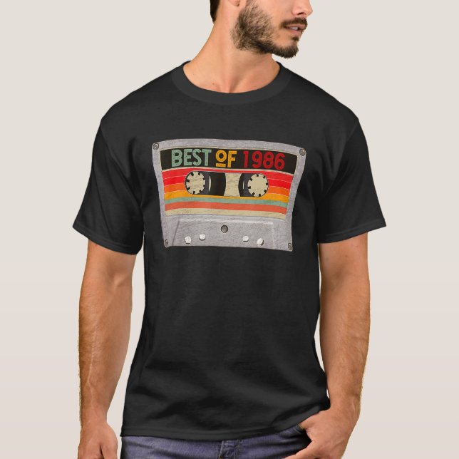 Best Of 1986 Mixtape Cassette Tape 36th Birthday T-Shirt (Front)