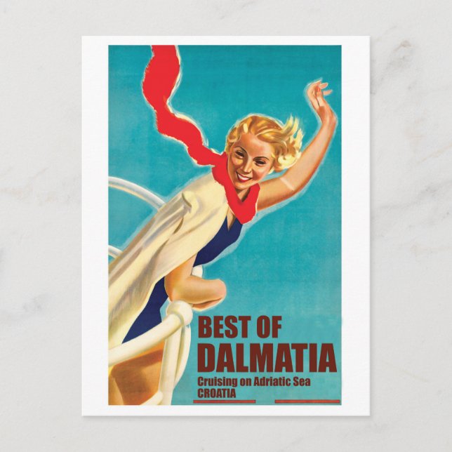 Best of Dalmatia, Croatia, Girl on a Cruiser Yacht Postcard (Front)