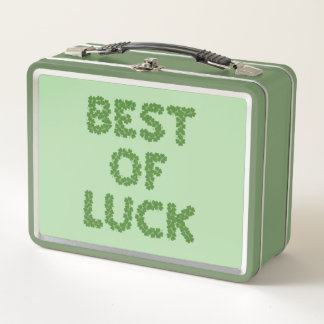 Best of Luck Clovers Greeting Metal Lunch Box