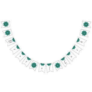 Best of Luck. Mandala in aqua Bunting