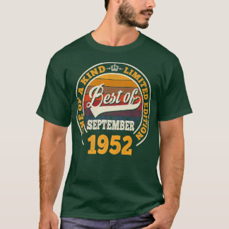 Best Of September 1952 70th Birthday Gift For 70 Y T-Shirt