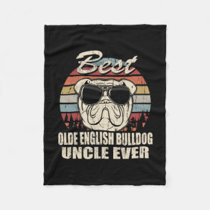 Best Olde English Bulldog Uncle Ever Fun Gift Fath Fleece Blanket
