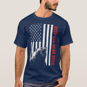 Best Opa Bear Ever USA American Flag Father's Day  T-Shirt