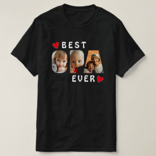 Best Opa Ever Black 3 Photo Collage Custom  T-Shirt