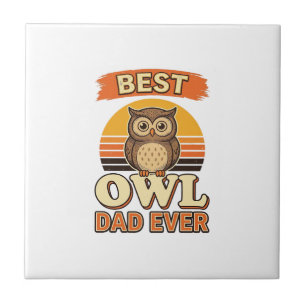 Best Owl Dad Ever Vintage Engraving Shirt Design_1 Ceramic Tile