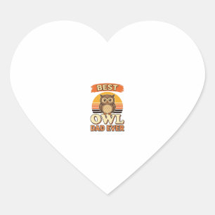 Best Owl Dad Ever Vintage Engraving Shirt Design_1 Heart Sticker