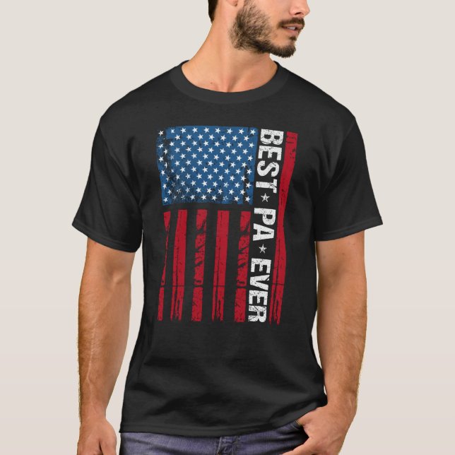 Best Pa Ever Us Flag Grandpa Fathers Day Gift T-Shirt (Front)