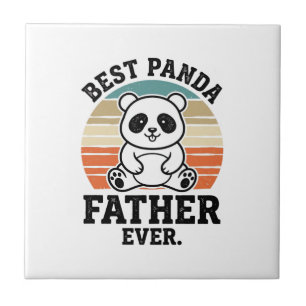 Best Panda Father Ever Vintage Panda Shirt Design_ Ceramic Tile