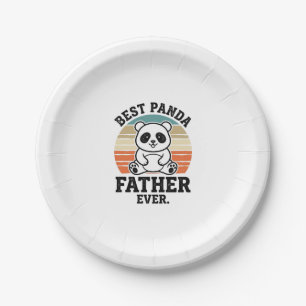 Best Panda Father Ever Vintage Panda Shirt Design_ Paper Plate