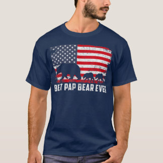 Best Pap Bear Ever USA American Flag Father's Day  T-Shirt