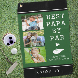 BEST PAPA BY PAR 3 Photo Black Green Personalised Golf Towel