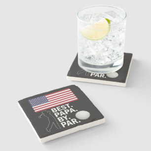Best Papa By Par Golfing Papa Father's Day Golf Stone Coaster