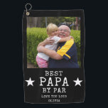 Best Papa by Par Personalised Grandpa Photo Gift Golf Towel<br><div class="desc">Black and white  Best Papa by Par golf towel personalised with photo and name. Makes best gifts for golfers for fathers day, birthday and holidays.</div>