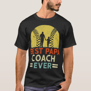 Best Papa Coach Ever Retro Baseball Softball Dad F T-Shirt