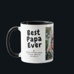 Best Papa Ever 2-Photo Collage & Custom Message Mug<br><div class="desc">Show your appreciation for the best papa ever with this personalised photo mug, a perfect gift that blends practicality with heartfelt sentiment. This custom mug features two cherished photos that capture special moments, beautifully arranged to create a memorable keepsake. The design includes the loving message "Best Papa Ever, " accompanied...</div>