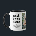 Best Papa Ever 2-Photo Collage & Custom Message Mug<br><div class="desc">Show your appreciation for the best papa ever with this personalised photo mug, a perfect gift that blends practicality with heartfelt sentiment. This custom mug features two cherished photos that capture special moments, beautifully arranged to create a memorable keepsake. The design includes the loving message "Best Papa Ever, " accompanied...</div>