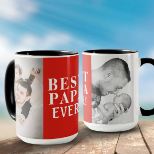 Best Papa Ever 2 Photo Collage Red Mug