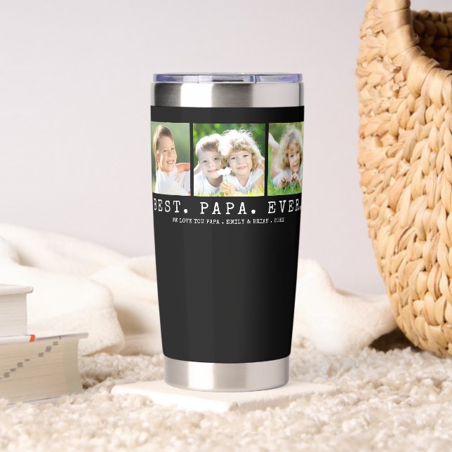 BEST PAPA EVER 3 Photos Personalised Insulated Tumbler (Living Room (Rotated))