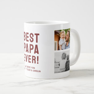 Best Papa Ever 4 Photo Collage Large Coffee Mug