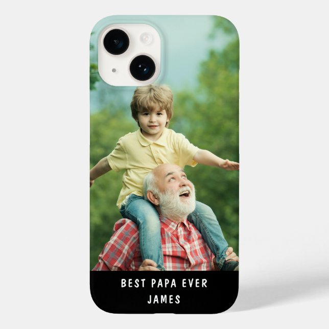 Best Papa Ever Add Your Own Photo Custom Name Case-Mate iPhone Case (Back)