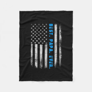 Best Papa Ever American Flag Vintage Father's Day Fleece Blanket