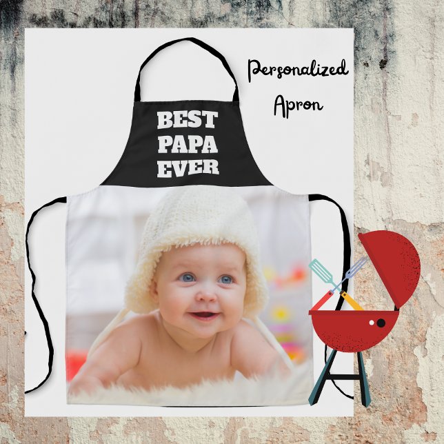 Best Papa Ever Baby Photo Father's Day Apron (Creator Uploaded)