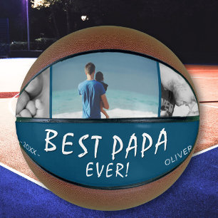 Best Papa Ever Blue 3 Photo Collage Basketball