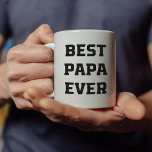 Best Papa Ever | Bold Modern Text and Photo Coffee Mug<br><div class="desc">This modern black and white mug for Father's Day says "Best Papa Ever" in bold,  masculine black typography,  and also features your favourite personal photo. The perfect gift for your grandpa or grandfather!</div>