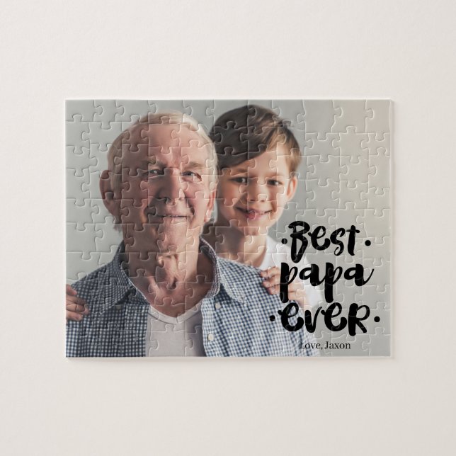 Best Papa Ever Custom Photo Gift From Grandchild Jigsaw Puzzle (Horizontal)