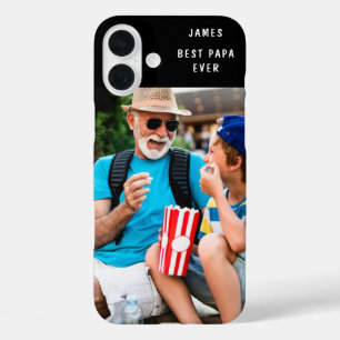 Best Papa Ever Custom Photo Name iPhone 16 Plus Case