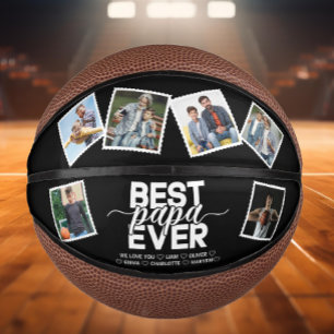 Best Papa Ever & Family 6 Photos Father's Day Mini Basketball