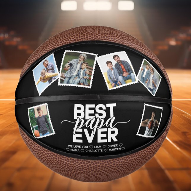 Best Papa Ever & Family 6 Photos Father's Day Mini Basketball (Creator Uploaded)