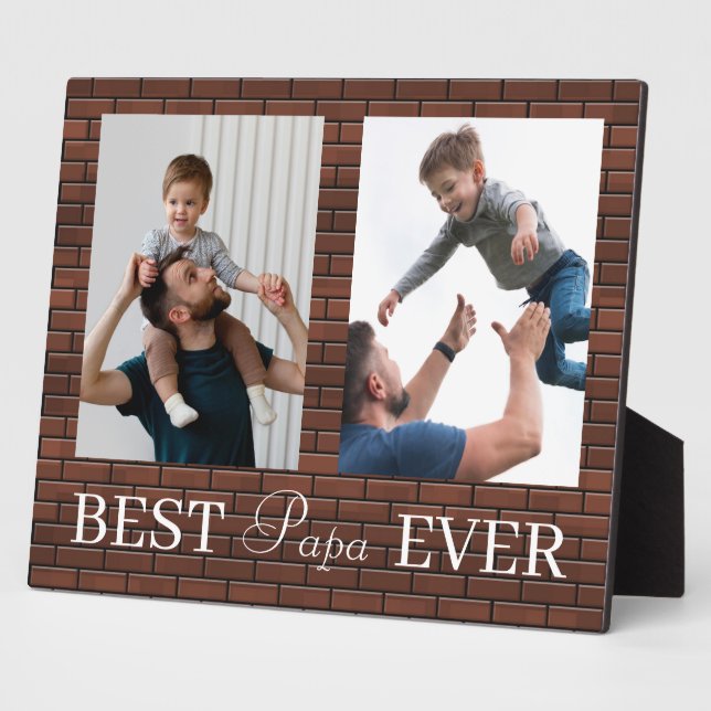 Best Papa Ever Fathers Day 2 Photo Collage Plaque (Side)