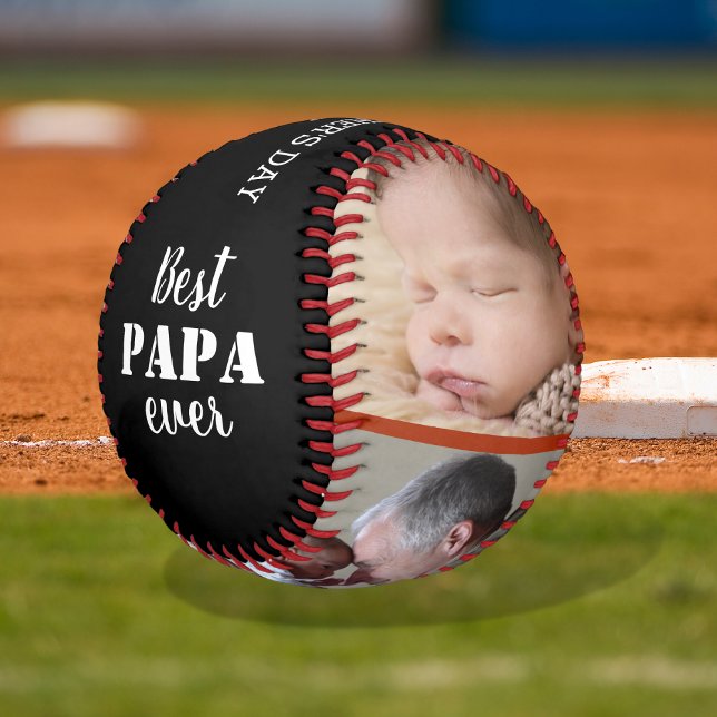 Best Papa Ever Father's Day 3 Photo Collage Baseball (Creator Uploaded)
