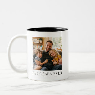 Best Papa Ever Fathers Day Gift Photo Two-Tone Coffee Mug