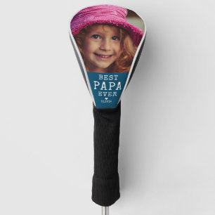 Best Papa Ever Father's Day Photo Blue Golf Head Cover