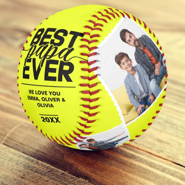 Best Papa Ever Fathers Day Photo Collage Softball (Creator Uploaded)