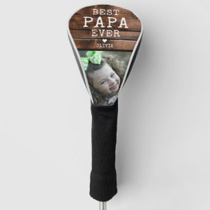 Best Papa Ever Father's Day Rustic Wood Photo Golf Head Cover
